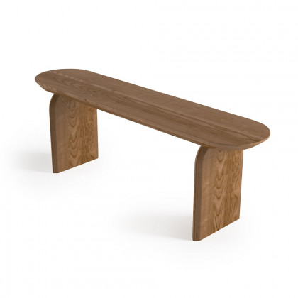 HMR Tintica Seires Japandi Oval Solid Wood Dining Bench Seats 1-2 People - Walnut, 51"