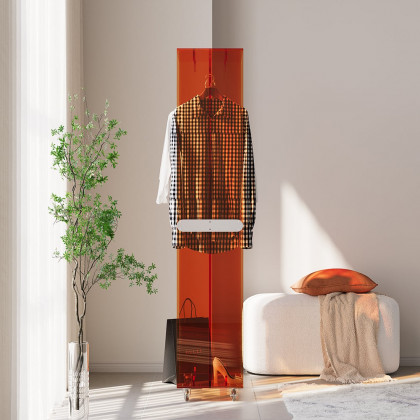 HMR - 63" Modern Orange Narrow Hall Tree for Closet with Rolling Casters & 3 Hanging Area