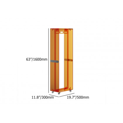 HMR - 63" Modern Orange Narrow Hall Tree for Closet with Rolling Casters & 3 Hanging Area