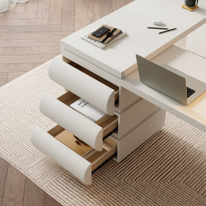 HMR - Humply Modern Minimalist Style L Shaped Desk Solid 60 Inch Executive Office Desk