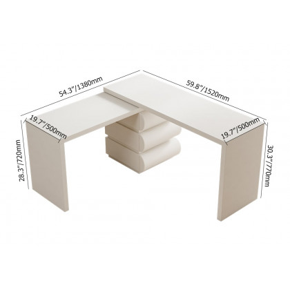 HMR - Humply Modern Minimalist Style L Shaped Desk Solid 60 Inch Executive Office Desk