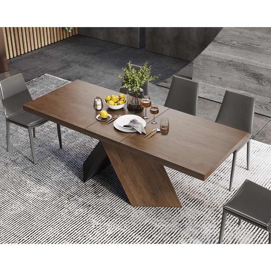 HMR Farmhouse Extendable Wood Dining Table - Walnut, 63"-79" (seats 6-8)