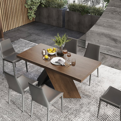 HMR Farmhouse Extendable Wood Dining Table - Walnut, 63"-79" (seats 6-8)
