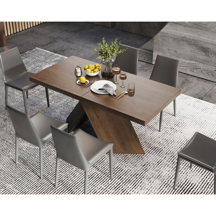 HMR Farmhouse Extendable Wood Dining Table - Walnut, 63"-79" (seats 6-8)