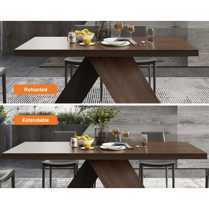 HMR Farmhouse Extendable Wood Dining Table - Walnut, 63"-79" (seats 6-8)