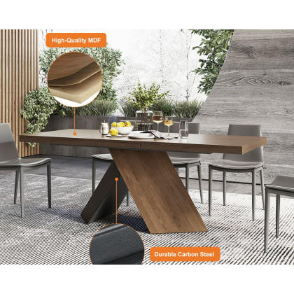 HMR Farmhouse Extendable Wood Dining Table - Walnut, 63"-79" (seats 6-8)