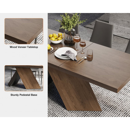 HMR Farmhouse Extendable Wood Dining Table - Walnut, 63"-79" (seats 6-8)