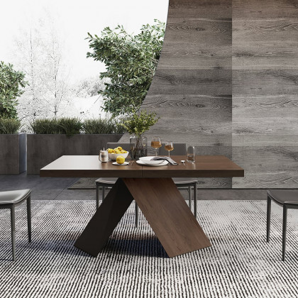 HMR Farmhouse Extendable Wood Dining Table - Walnut, 63"-79" (seats 6-8)