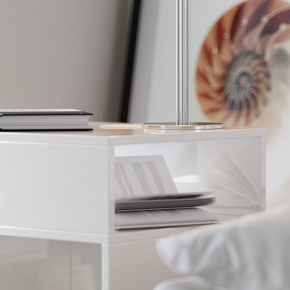 HMR - Mordelle Modern Side Table with Open Storage End Table with Charging Station Nightstand