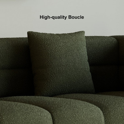 HMR Aurora 79" Fluted Sofa with Gold Legs & Pillows Set of 2 - Green, Boucle