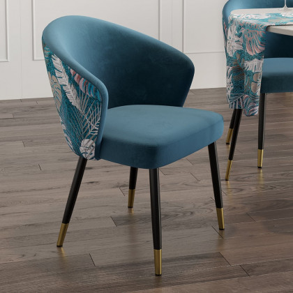 HMR Modern Dining Chairs with Velvet Upholstery - Blue, 6-Pieces
