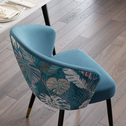 HMR Modern Dining Chairs with Velvet Upholstery - Blue, 6-Pieces