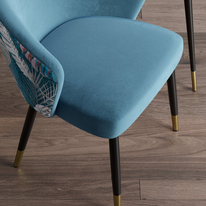 HMR Modern Dining Chairs with Velvet Upholstery - Blue, 6-Pieces