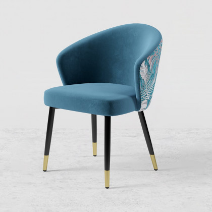HMR Modern Dining Chairs with Velvet Upholstery - Blue, 6-Pieces