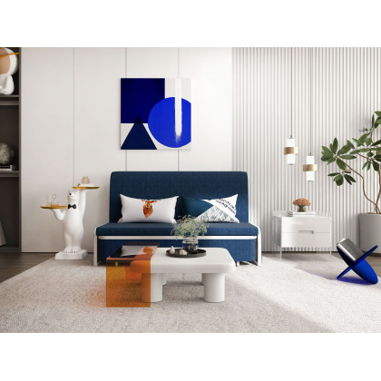 HMR - Modern Floating White Nightstand Acrylic Bedside Table with 2 Drawers