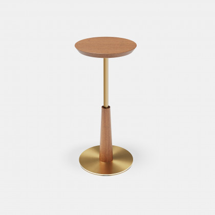 HMR - 9" Round Walnut Mid Century Drink Table