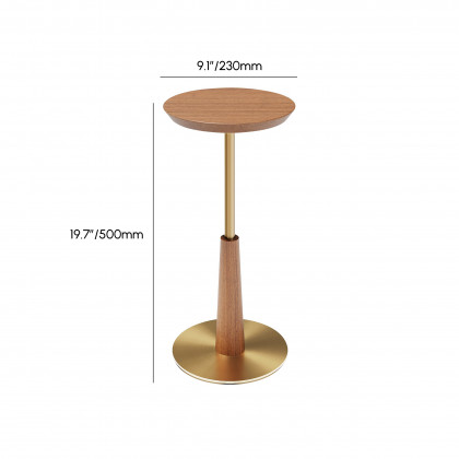 HMR - 9" Round Walnut Mid Century Drink Table