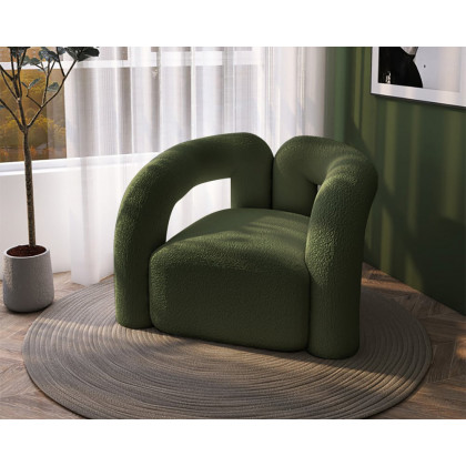 HMR - Japandi Boucle Accent Chair Shaggy Armchair for Living Room