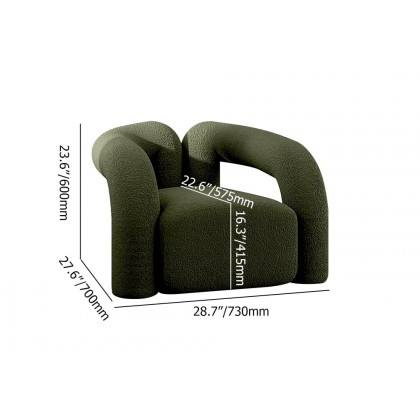 HMR Japandi Boucle Accent Chair Shaggy Armchair for Living Room - Dark Green