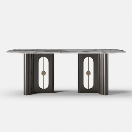 HMR - 78.7" Modern Rectangle Sintered Stone Dining Table Seats 6-8 People