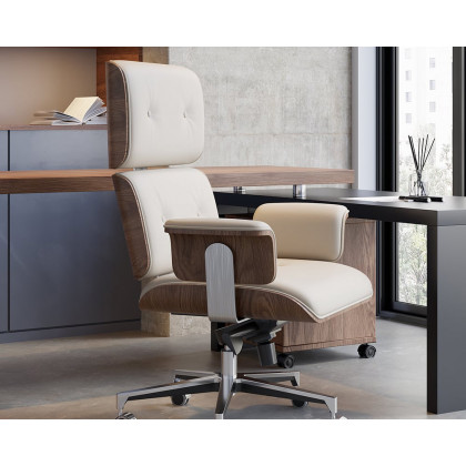 HMR Modern L-Shape Executive Desk & Office Chair Set - White, 70.9"L x 70.9"W x 29.5"H, Left Hand