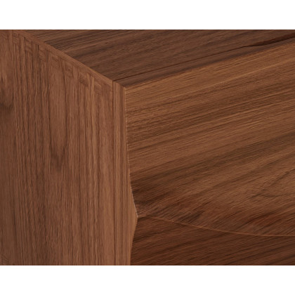 HMR Lake Mid Century TV Stand with Wavy Design Storage 4 Drawers for TVs Up to 75" - Walnut