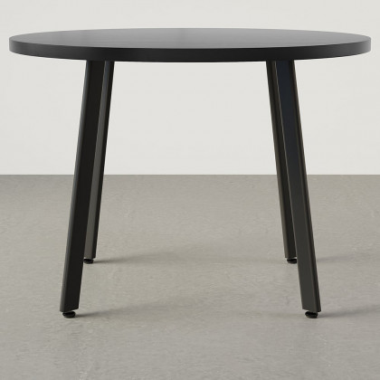 HMR Dining Set 39.4" Modern Round Wood Dining Table with 4 Chairs - White/Black