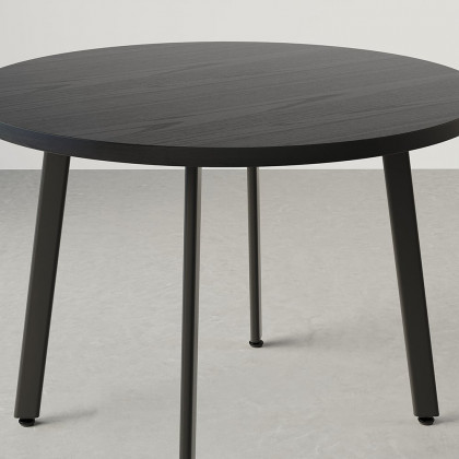 HMR Dining Set 39.4" Modern Round Wood Dining Table with 4 Chairs - White/Black