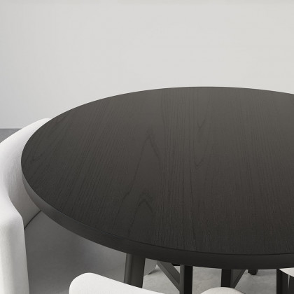 HMR Dining Set 39.4" Modern Round Wood Dining Table with 4 Chairs - White/Black
