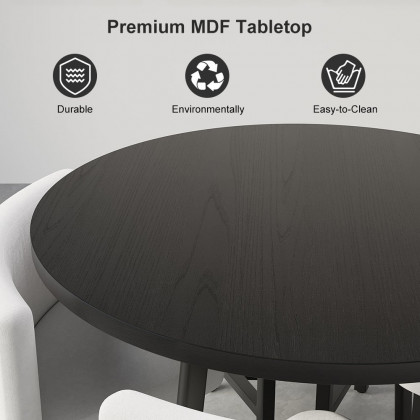 HMR Dining Set 39.4" Modern Round Wood Dining Table with 4 Chairs - White/Black