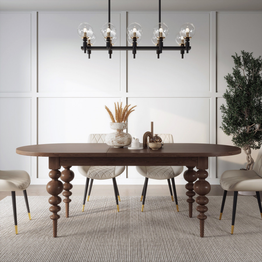 HMR Mid-Century Oval Extendable Dining Table - Walnut, 67"-79" (seats 4-8)