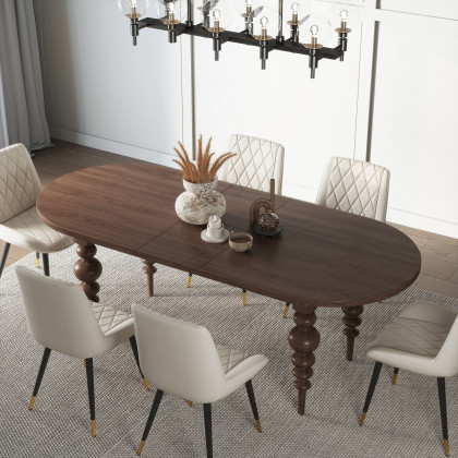 HMR Mid-Century Oval Extendable Dining Table - Walnut, 67"-79" (seats 4-8)