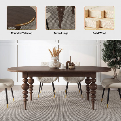 HMR Mid-Century Oval Extendable Dining Table - Walnut, 67"-79" (seats 4-8)