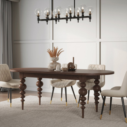HMR Mid-Century Oval Extendable Dining Table - Walnut, 67"-79" (seats 4-8)