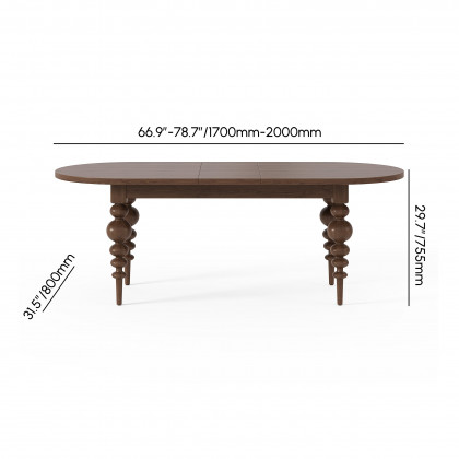 HMR Mid-Century Oval Extendable Dining Table - Walnut, 67"-79" (seats 4-8)