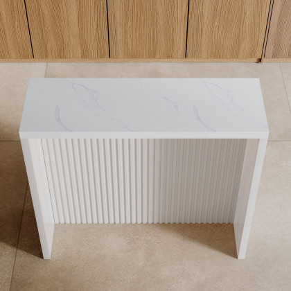 HMR Modern Sintered Stone Bar Table White - White, 47.2"L x15.7"W x 42.1"H
