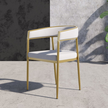 HMR Modern Dining Chair with Upholstered Curved Back - White, Velvet