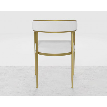 HMR Modern Dining Chair with Upholstered Curved Back - White, Velvet