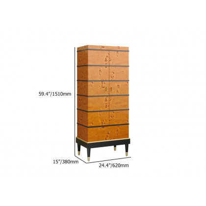 HMR - Rustic Burlwood Bar Cabinet with Glass&Bottle Holder Home Bar Cabinet
