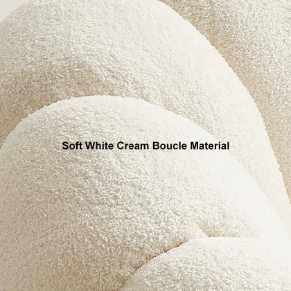 HMR - 23.6" Dia Modern White Cream Boucle Ottoman Pumpkin Pouf Ottoman Cloud Foot Stool