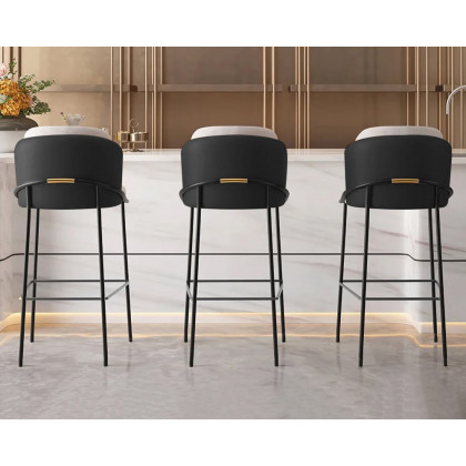 HMR Linenic Series Modern PU Leather Bar Stools - Black, 20.9"L x 20.9"W x 41.3"H, 8-Pieces