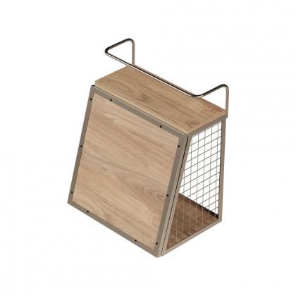 HMR - Industrial Floating Bar Table with Storage Natural Wood Hanging Cocktail Bar