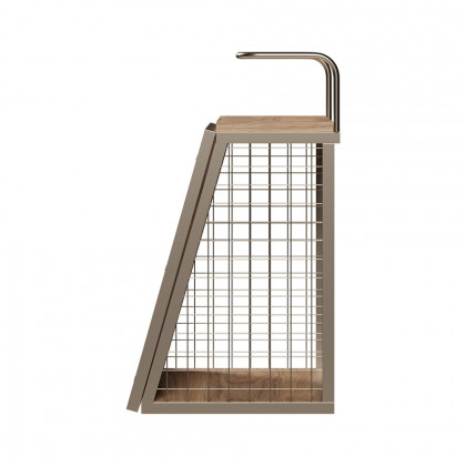 HMR - Industrial Floating Bar Table with Storage Natural Wood Hanging Cocktail Bar