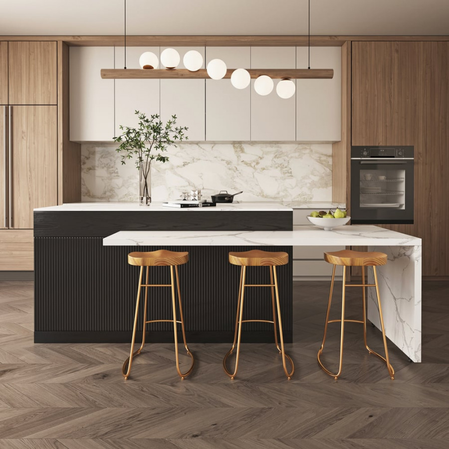 HMR 82''-106" Extendable Kitchen lsland with Doors&Drawers - Black, Engineered Wood, Right-Hand Facing