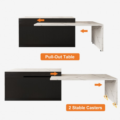 HMR 82''-106" Extendable Kitchen lsland with Doors&Drawers - Black, Engineered Wood, Right-Hand Facing
