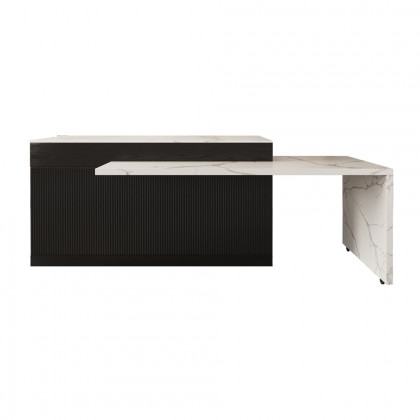 HMR 82''-106" Extendable Kitchen lsland with Doors&Drawers - Black, Engineered Wood, Right-Hand Facing