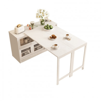 HMR Farmhouse Extendable Wood Sideboards and Cabinets with Ample Storage - White