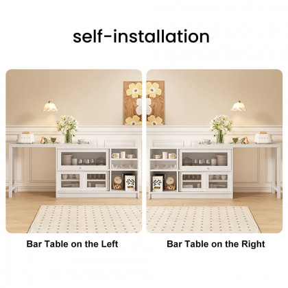 HMR Farmhouse Extendable Wood Sideboards and Cabinets with Ample Storage - White
