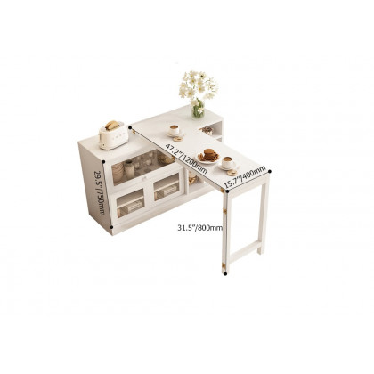 HMR Farmhouse Extendable Wood Sideboards and Cabinets with Ample Storage - White