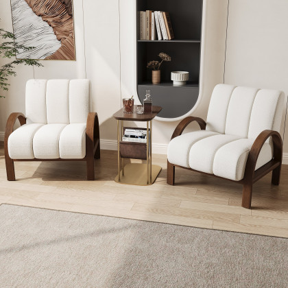 HMR - Boucle Ash Wood Accent Chair